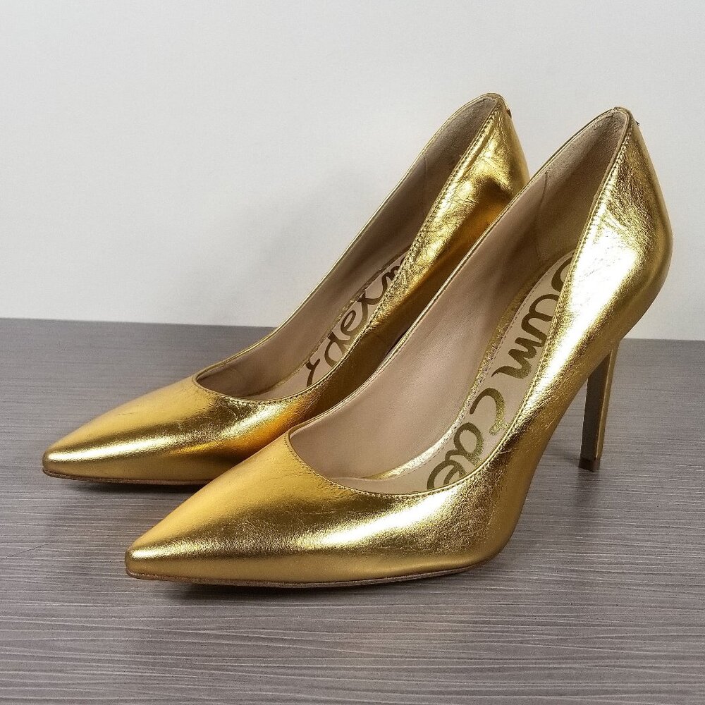 Sam Edelman Hazel Pump, Gold Leather, Womens Size Right 6, Left 6.5 Mismatched
